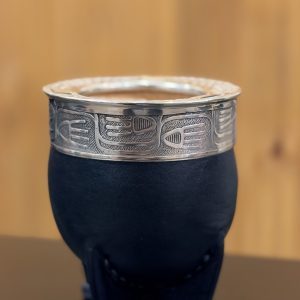Mate Imperial Forrado Cuero Negro – Poro – Alpaca